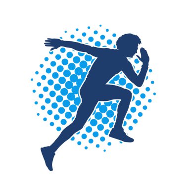 Koşu pozisyonundaki bir adamın silüeti. Siluet erkek koşusu pozu.