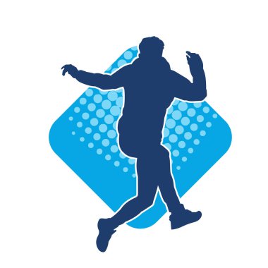 Koşu pozisyonundaki bir adamın silüeti. Siluet erkek koşusu pozu.