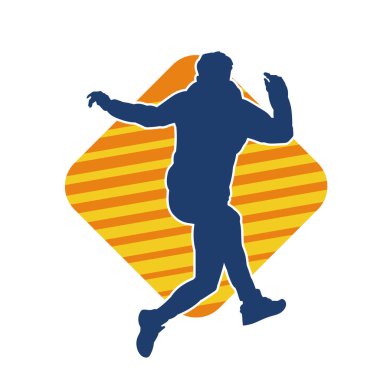 Koşu pozisyonundaki bir adamın silüeti. Siluet erkek koşusu pozu.