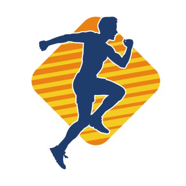 Koşu pozisyonundaki bir adamın silüeti. Siluet erkek koşusu pozu.