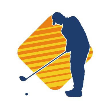 Golf oynayan bir adamın silüeti. Hareketli bir erkek golfçünün silueti.