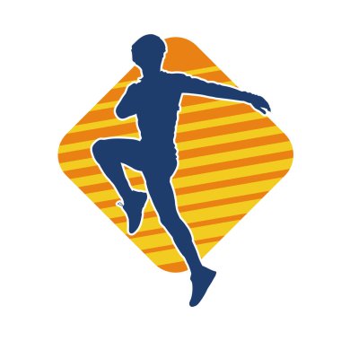 Koşu pozisyonundaki bir adamın silüeti. Siluet erkek koşusu pozu.