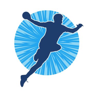 Rugby sporcusunun silueti iş başında. Rugby oynayan sporcu bir adamın silueti..