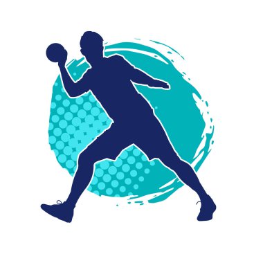 Rugby sporcusunun silueti iş başında. Rugby oynayan sporcu bir adamın silueti..