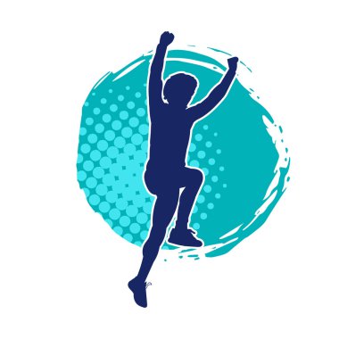 Koşu yarışmasının bitiş çizgisine yaklaşan bir erkek koşucunun silueti