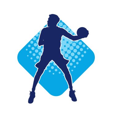 Basket oyuncusunun silueti hareket halinde. Bir erkek basket topu atleti silueti..