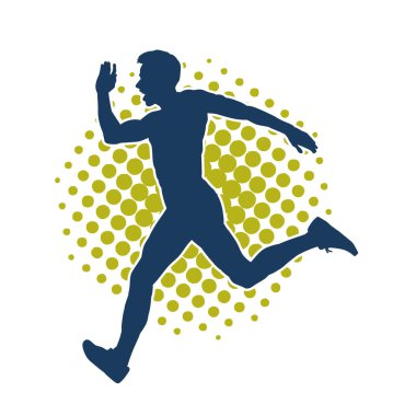 Koşu pozisyonundaki bir adamın silüeti. Siluet erkek koşusu pozu.