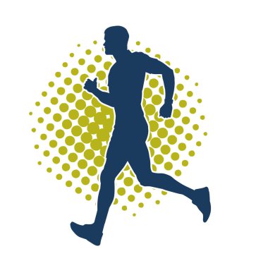 Koşu pozisyonundaki bir adamın silüeti. Siluet erkek koşusu pozu.