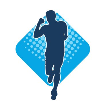 Koşu pozisyonundaki bir adamın silüeti. Siluet erkek koşusu pozu.