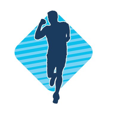 Koşu pozisyonundaki bir adamın silüeti. Siluet erkek koşusu pozu.