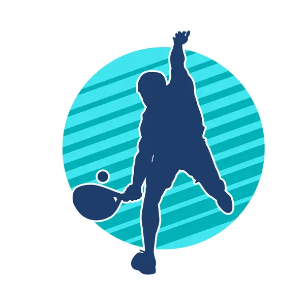 Hareketli bir erkek tenisçinin silueti. Raketle tenis oynayan bir adamın silueti..