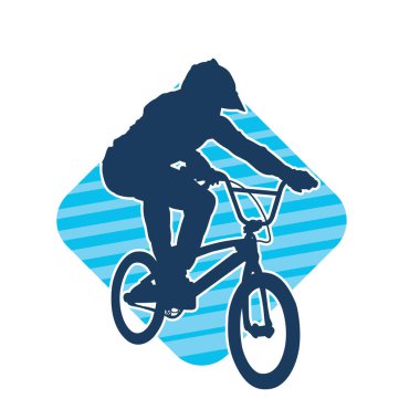 Bisiklet süren bir erkeğin silueti. Bisiklet sürme hareketinin silueti pozu.