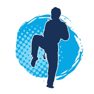 Erkek tekvando ustasının silueti iş başında..