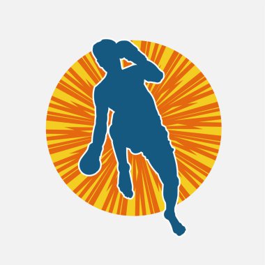 Hareketli erkek kickboksör atletinin silueti. Kickboks yapan bir adamın silueti..