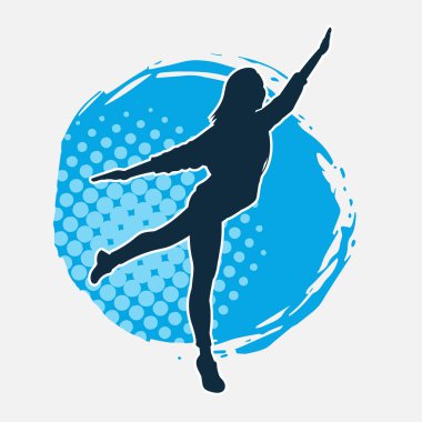 Hareketli bir kadın dansçının silueti. Dans eden zayıf bir kadının silueti..