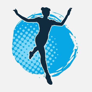 Hareketli bir kadın dansçının silueti. Dans eden zayıf bir kadının silueti..