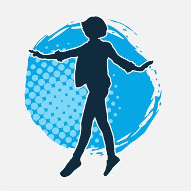 Hareketli bir kadın dansçının silueti. Dans eden zayıf bir kadının silueti..