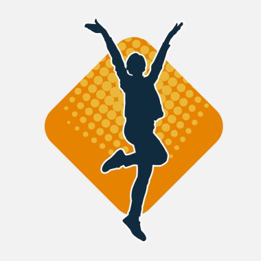 Hareketli bir kadın dansçının silueti. Dans eden zayıf bir kadının silueti..