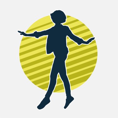 Hareketli bir kadın dansçının silueti. Dans eden zayıf bir kadının silueti..