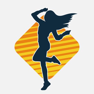 Hareketli bir kadın dansçının silueti. Dans eden zayıf bir kadının silueti..