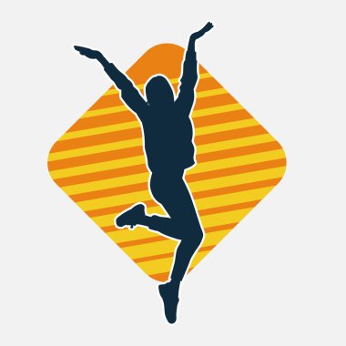 Hareketli bir kadın dansçının silueti. Dans eden zayıf bir kadının silueti..