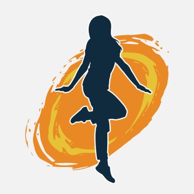 Hareketli bir kadın dansçının silueti. Dans eden zayıf bir kadının silueti..