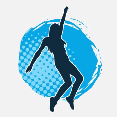 Hareketli bir kadın dansçının silueti. Dans eden zayıf bir kadının silueti..