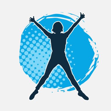 Hareketli bir kadın dansçının silueti. Dans eden zayıf bir kadının silueti..