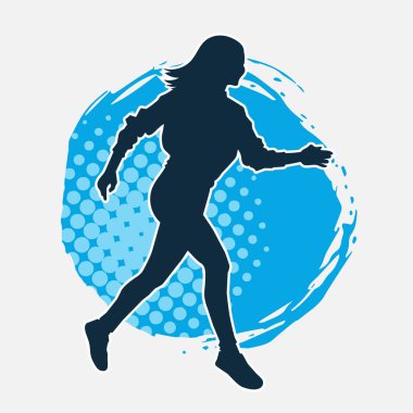 Koşan bir kadının silueti. Dişi bir koşunun silueti.