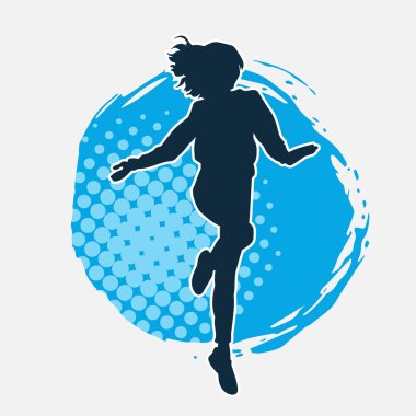 Hareketli bir kadın dansçının silueti. Dans eden zayıf bir kadının silueti..