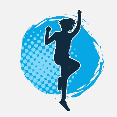 Hareketli bir kadın dansçının silueti. Dans eden zayıf bir kadının silueti..