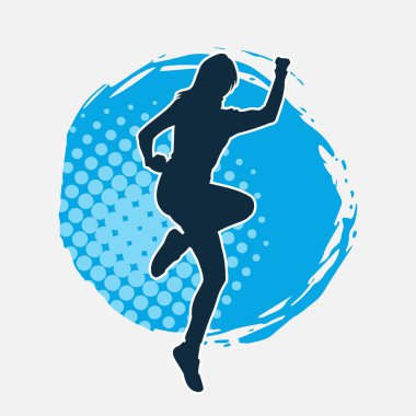 Hareketli bir kadın dansçının silueti. Dans eden zayıf bir kadının silueti..