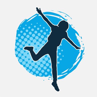 Hareketli bir kadın dansçının silueti. Dans eden zayıf bir kadının silueti..