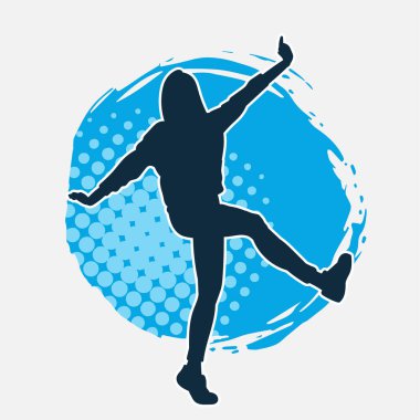 Hareketli bir kadın dansçının silueti. Dans eden zayıf bir kadının silueti..