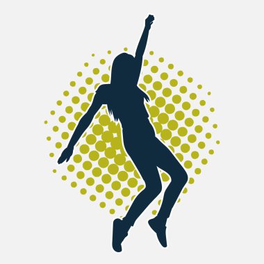 Hareketli bir kadın dansçının silueti. Dans eden zayıf bir kadının silueti..