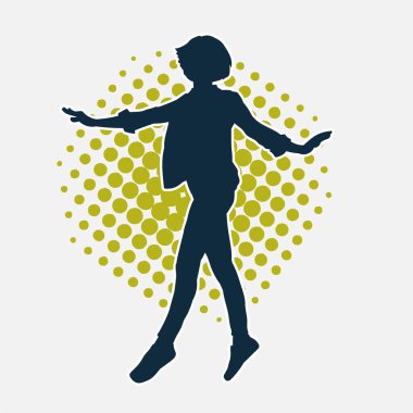 Hareketli bir kadın dansçının silueti. Dans eden zayıf bir kadının silueti..