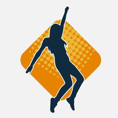 Hareketli bir kadın dansçının silueti. Dans eden zayıf bir kadının silueti..