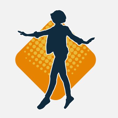 Hareketli bir kadın dansçının silueti. Dans eden zayıf bir kadının silueti..