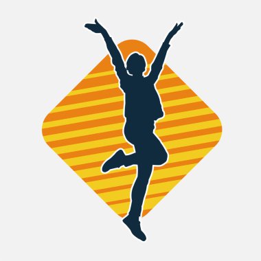 Hareketli bir kadın dansçının silueti. Dans eden zayıf bir kadının silueti..