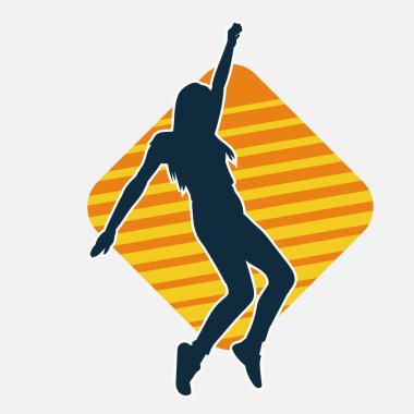 Hareketli bir kadın dansçının silueti. Dans eden zayıf bir kadının silueti..