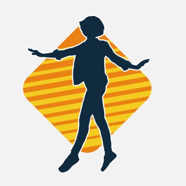 Hareketli bir kadın dansçının silueti. Dans eden zayıf bir kadının silueti..