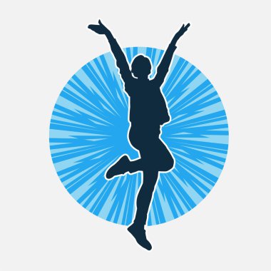 Hareketli bir kadın dansçının silueti. Dans eden zayıf bir kadının silueti..