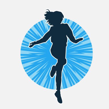 Hareketli bir kadın dansçının silueti. Dans eden zayıf bir kadının silueti..