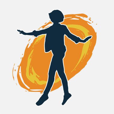 Hareketli bir kadın dansçının silueti. Dans eden zayıf bir kadının silueti..