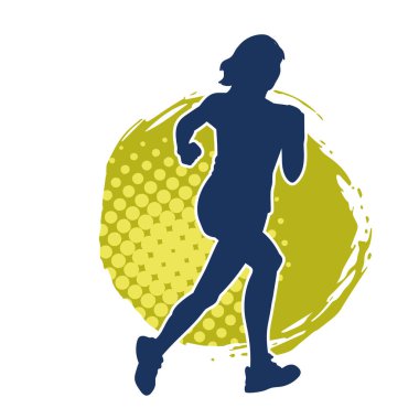 Koşan bir kadının silueti. Dişi bir koşunun silueti.