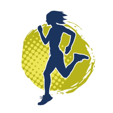 Koşan bir kadının silueti. Dişi bir koşunun silueti.