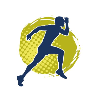 Koşu pozisyonundaki bir adamın silüeti. Siluet erkek koşusu pozu.