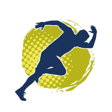 Koşu pozisyonundaki bir adamın silüeti. Siluet erkek koşusu pozu.