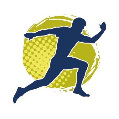 Koşu pozisyonundaki bir adamın silüeti. Siluet erkek koşusu pozu.