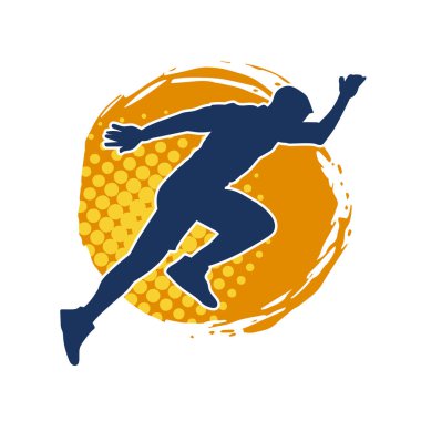 Koşu pozisyonundaki bir adamın silüeti. Siluet erkek koşusu pozu.